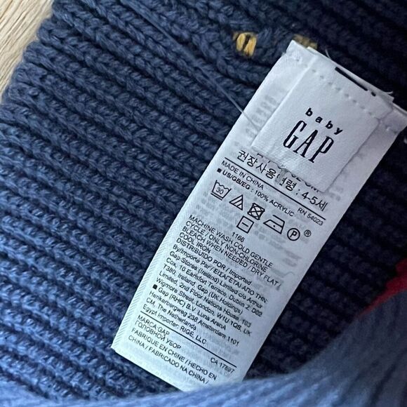 baby GAP Stripes Hat, Pom Pom Beanie, Rolled Cuff Rim, Toddler M/L - Picture 6 of 9